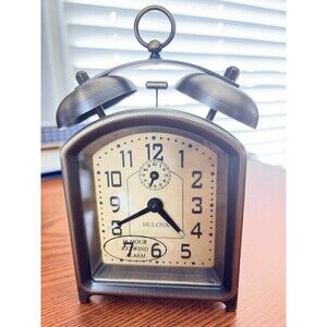 Bulova  B8128 Holgate Bell alarm Clock in antique bronze